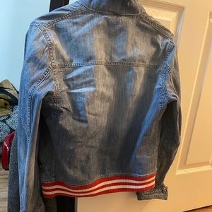 Jean jacket red and white stripe